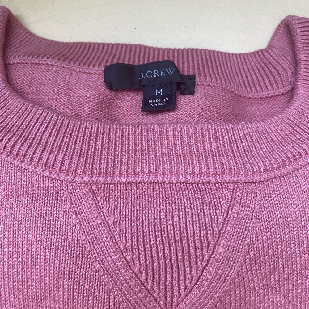 J. Crew Pink V-Neck Sweater with Fine Gauge Knit